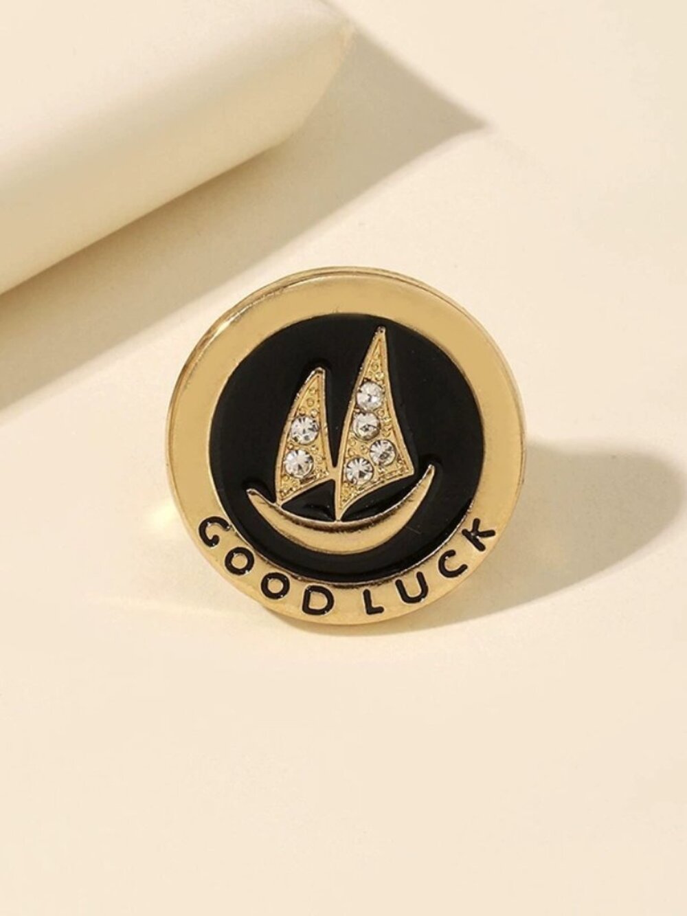 Gold-Tone "Good Luck" Sailboat Enamel Pin